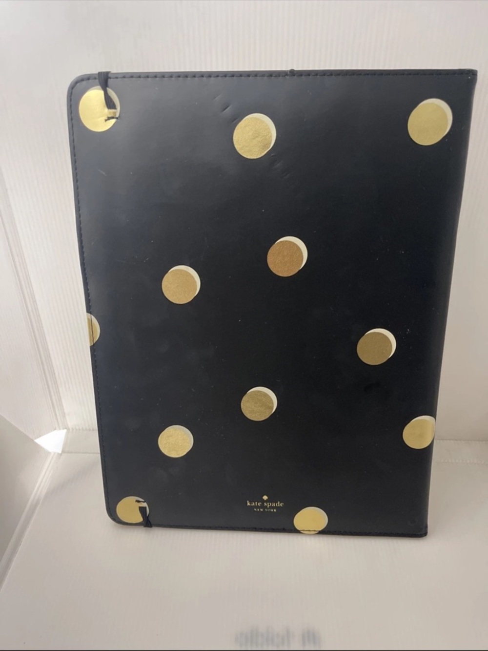 kate spade new york Black/Gold Leatherette Notepad Folio, Professional Padfolio